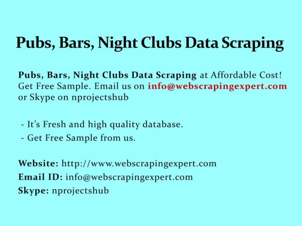 Pubs, Bars, Night Clubs Data Scraping