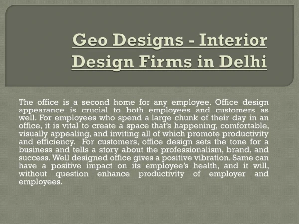 Interior Design Firms in Delhi