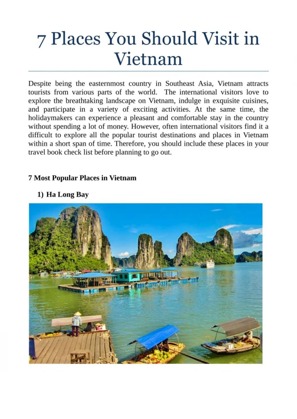 7 Places You Should Visit in Vietnam