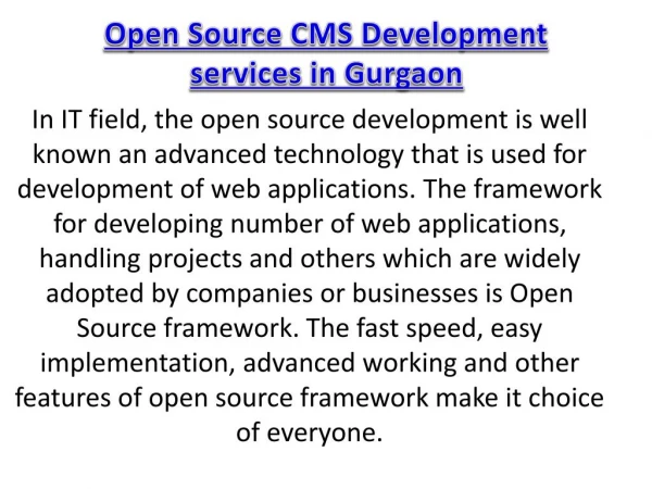 Open Source CMS Development services in Gurgaon