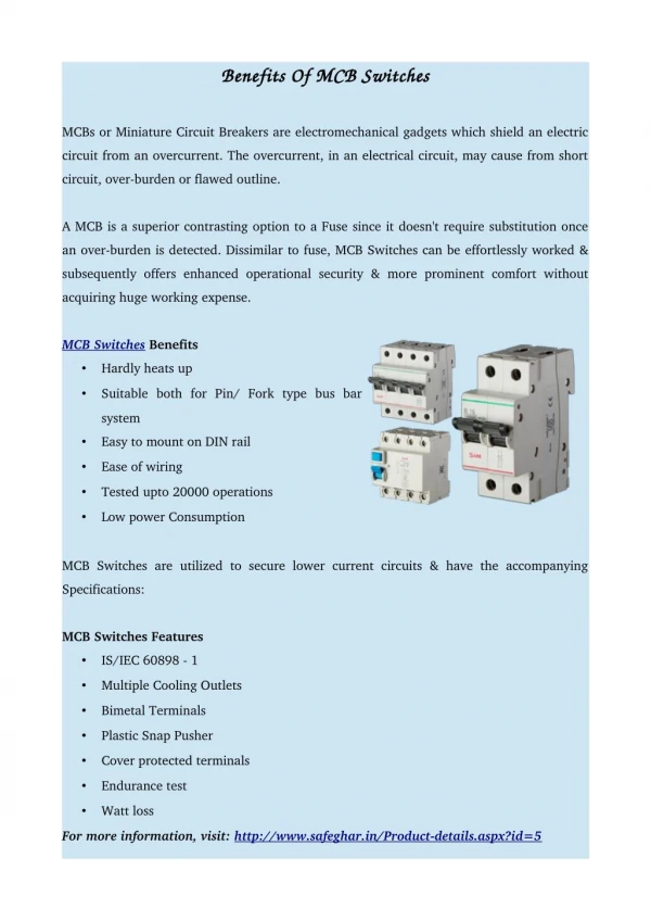 Benefits Of MCB Switches