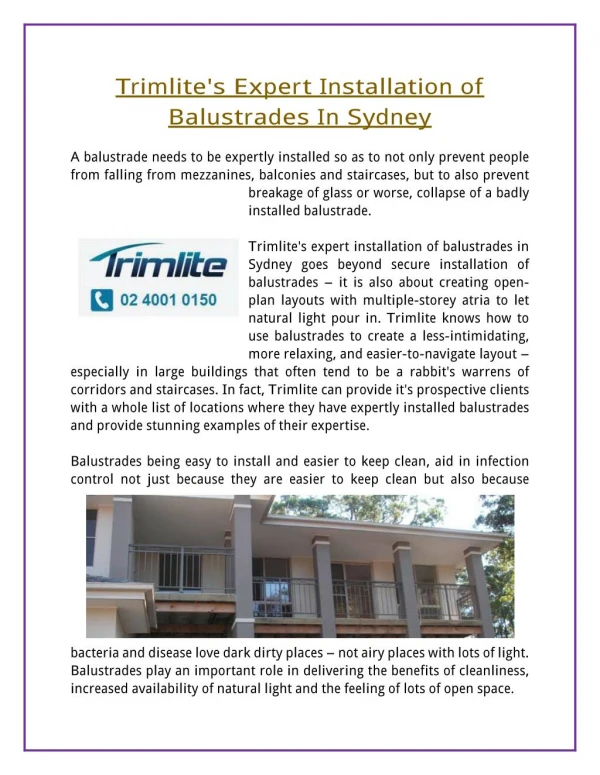 Trimlite's Expert Installation of Balustrades In Sydney