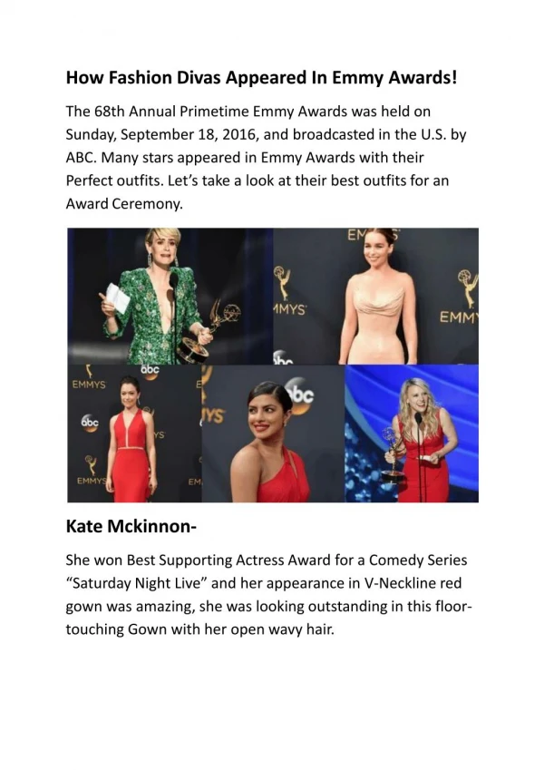 How Fashion Divas Appeared In Emmy Awards!