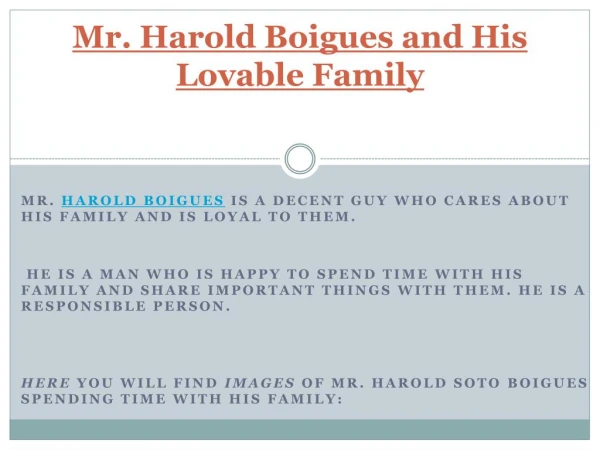 Lovable Family Of Mr Harold Boigues