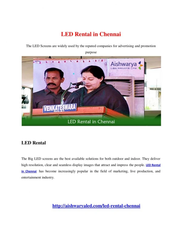 LED Rental in Chennai