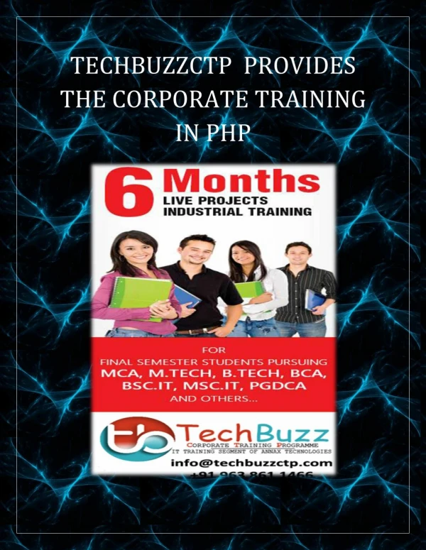 TECHBUZZCTP PROVIDES CORPORATE TRAINING IN PHP