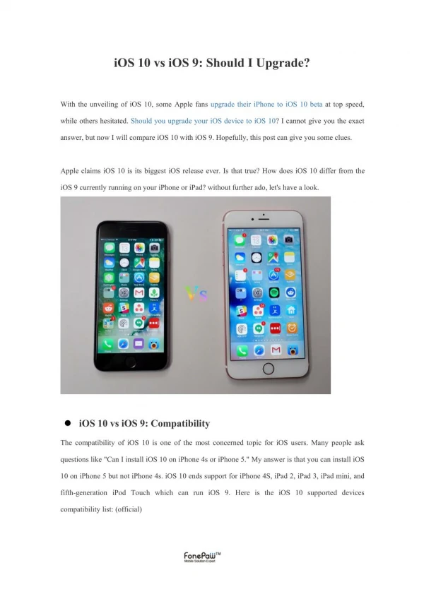 iOS 10 vs iOS 9: Should I Upgrade?