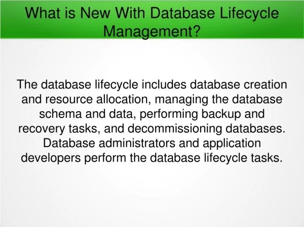 What is New With Database Lifecycle Management?