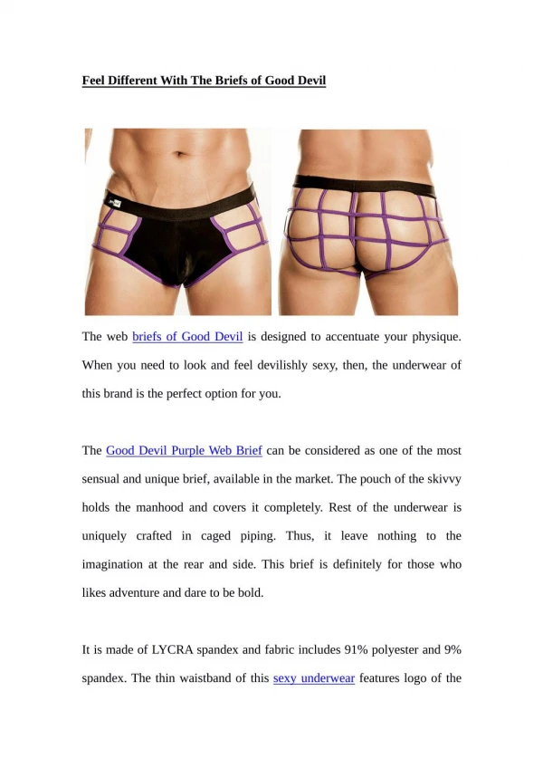 Feel Different With The Briefs of Good Devil