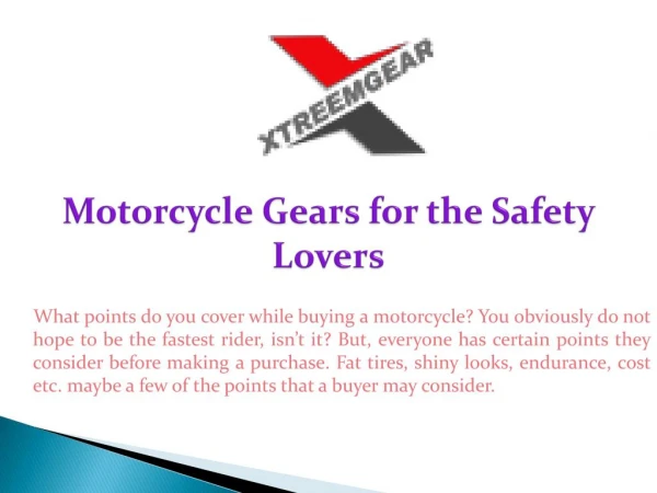 Motorcycle Gears for the Safety Lovers