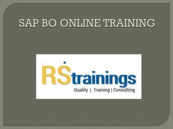 SAP BO online training course content