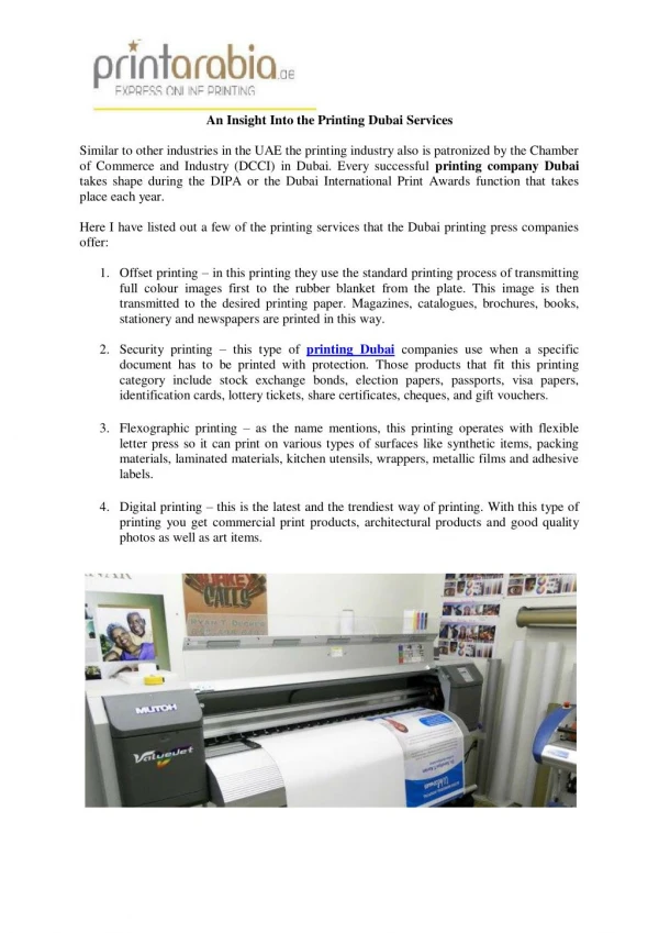 An Insight Into the Printing Dubai Services