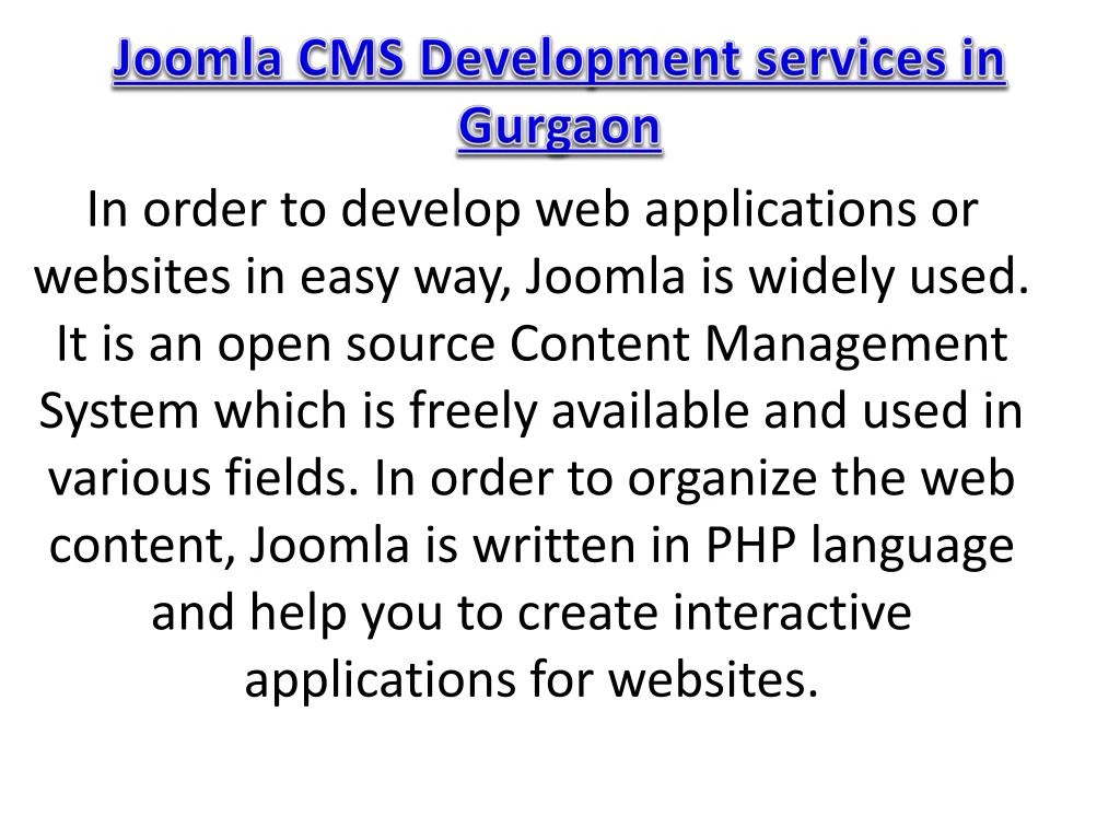 joomla cms development services in gurgaon