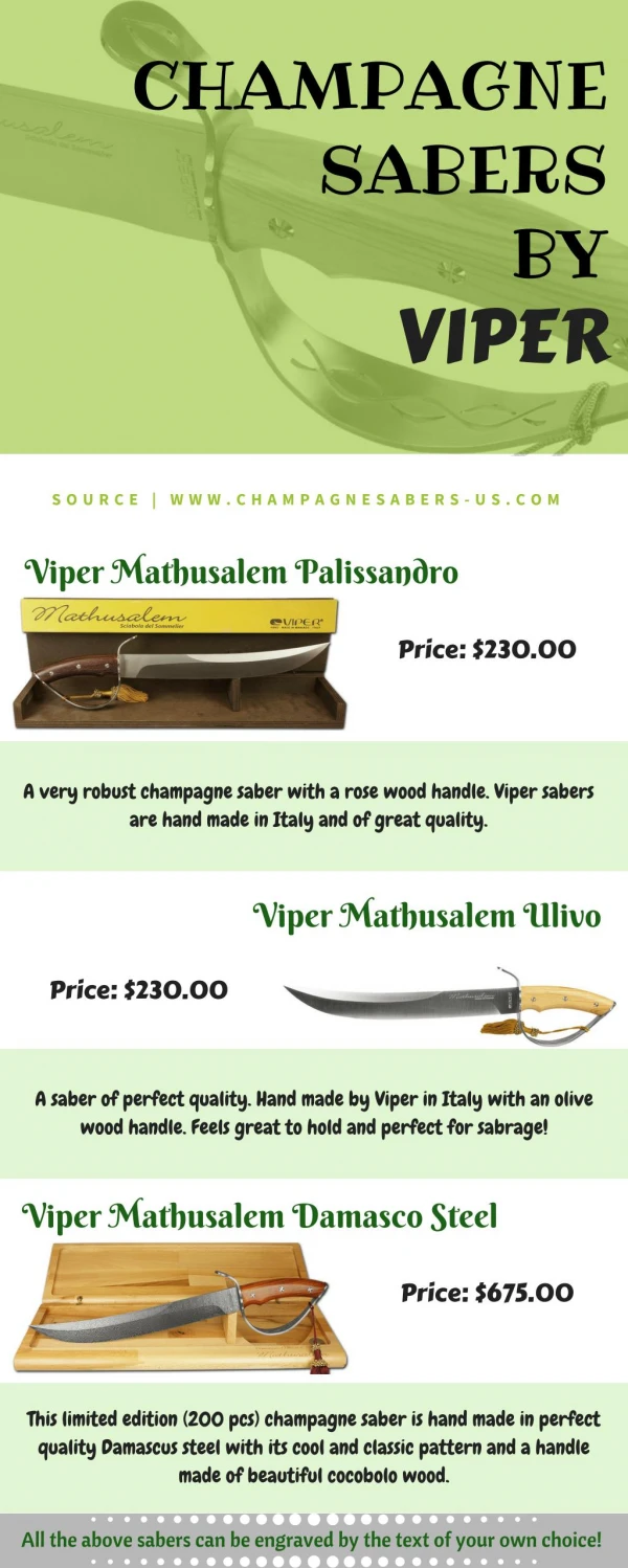 Premium Viper Champagne Swords Avavailable at our Website