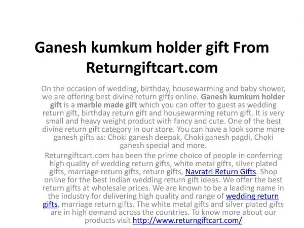Ganesh kumkum holder gift From Returngiftcart.com
