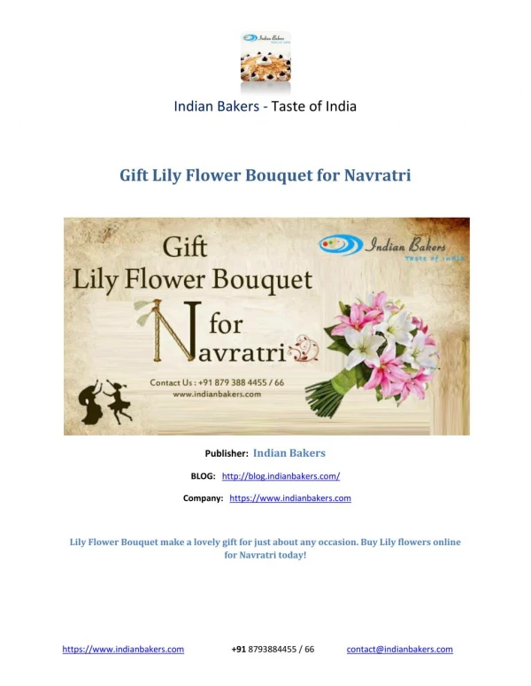 Lily Flower Bouquet , Buy Lily Flower Online – indianbakers.com