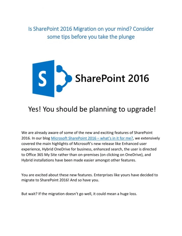 Is SharePoint 2016 Migration on your mind? Consider some tips before you take the plunge