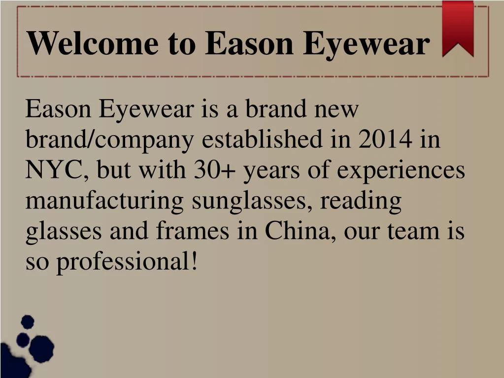 welcome to eason eyewear