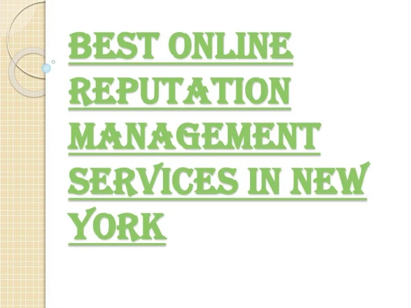 New York Best Online Reputation Management Service Provider
