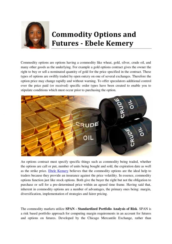 Commodity Options and Futures - Ebele Kemery