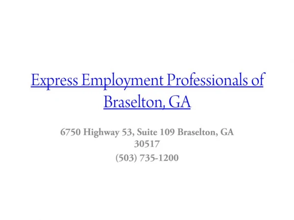 Express Employment Professionals of Braselton, GA
