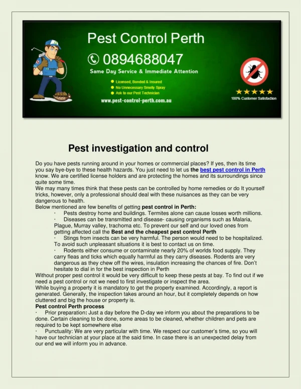 Pest control perth