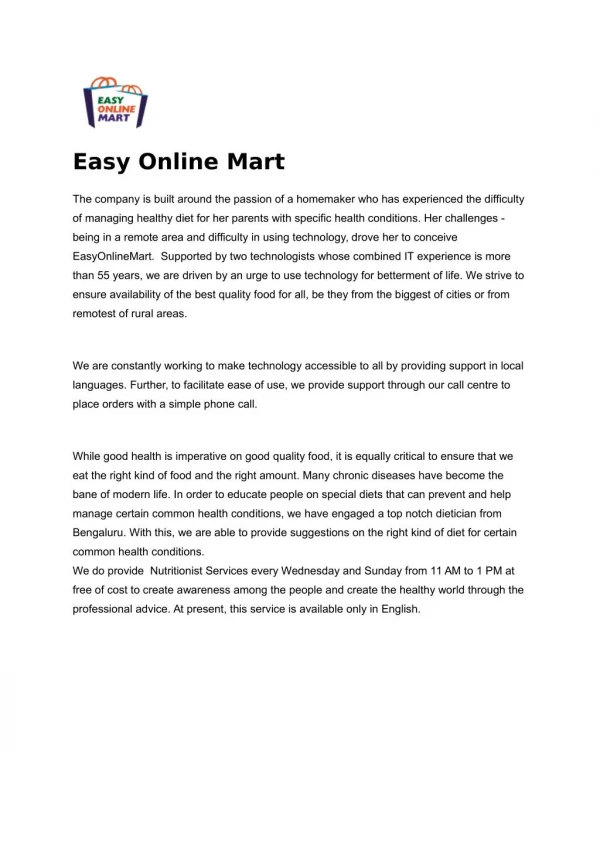 Online Super Market Store - EasyOnlineMart