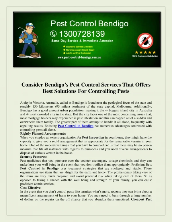 Pest Control Bendigo