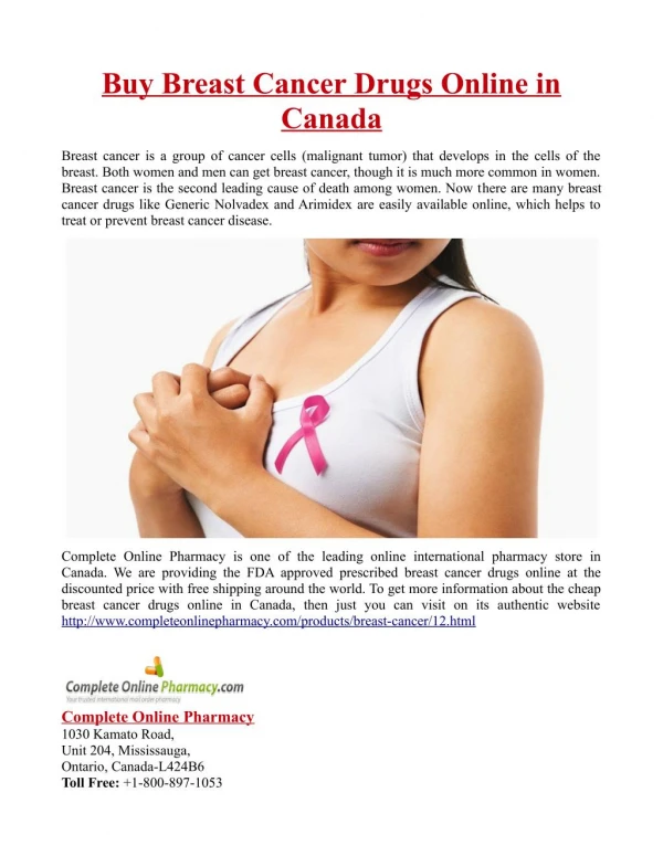Buy Breast Cancer Drugs Online in Canada