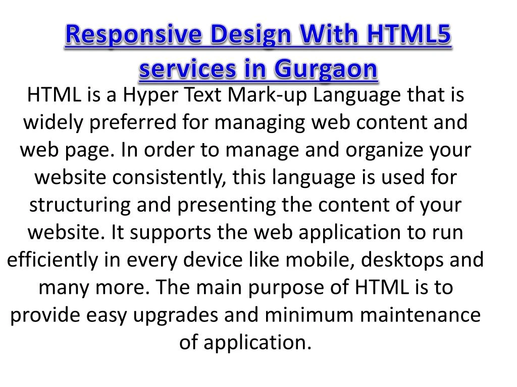 responsive design with html5 services in gurgaon