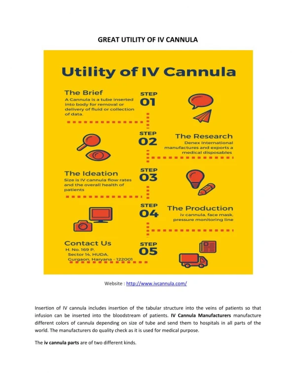GREAT UTILITY OF IV CANNULA