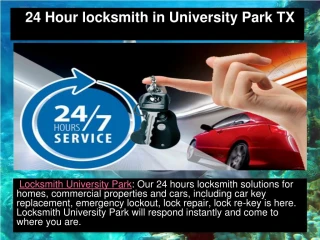 24 Hour Locksmith in University Park TX - slide 1