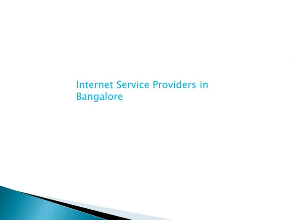 Internet Service Providers in Bangalore
