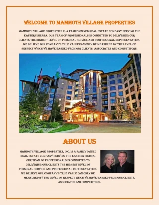 Welcome To Mammoth Village Properties - slide 1