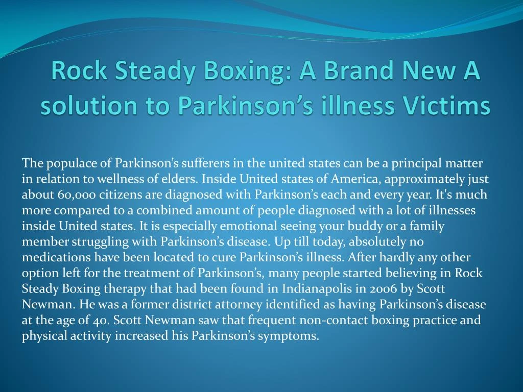 rock steady boxing a brand new a solution to parkinson s illness victims