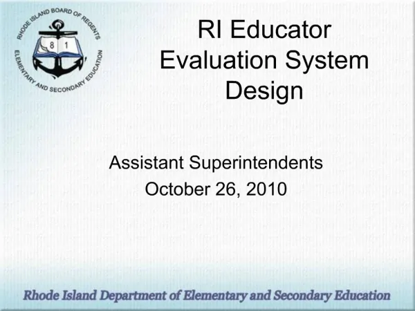 RI Educator Evaluation System Design