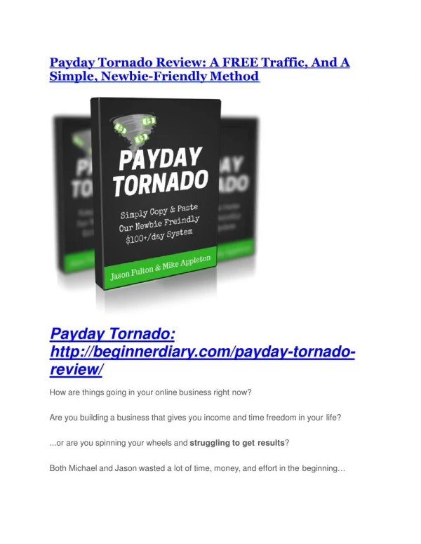 Payday Tornado review and MEGA $38,000 Bonus - 80% Discount