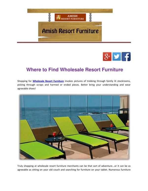 Where to Find Wholesale Resort Furniture