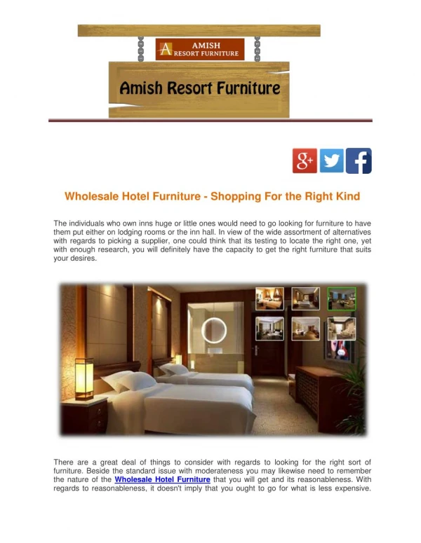 Wholesale Hotel Furniture - Shopping For the Right Kind