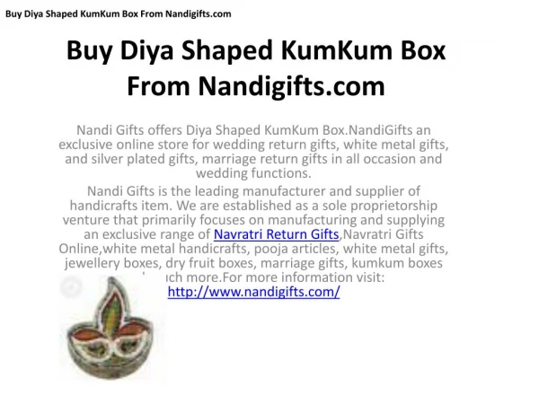 Diya Shaped KumKum Box From Nandigifts.com