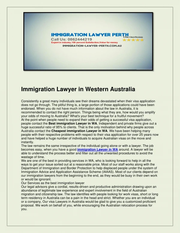 Immigration lawyer perth