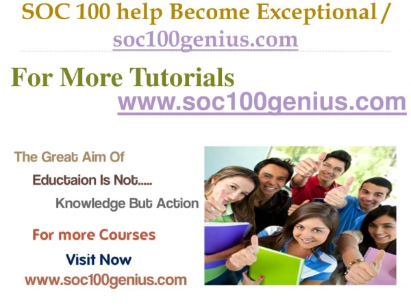 SOC 100 help Become Exceptional / soc100genius.co