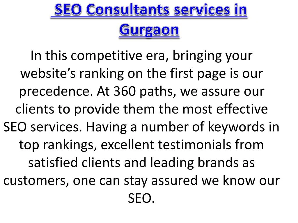 seo consultants services in gurgaon