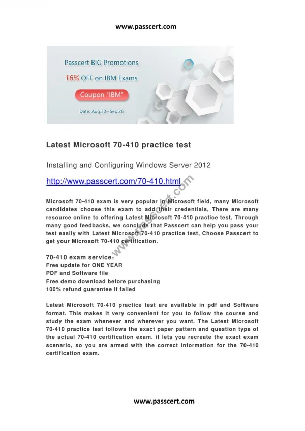 Latest Microsoft 70-410 practice test