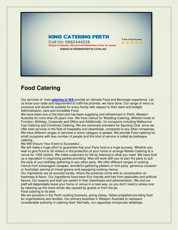 King catering perth