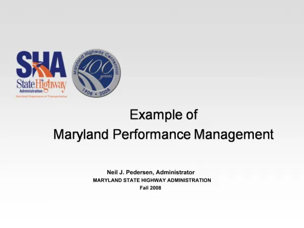 Example of Maryland Performance Management