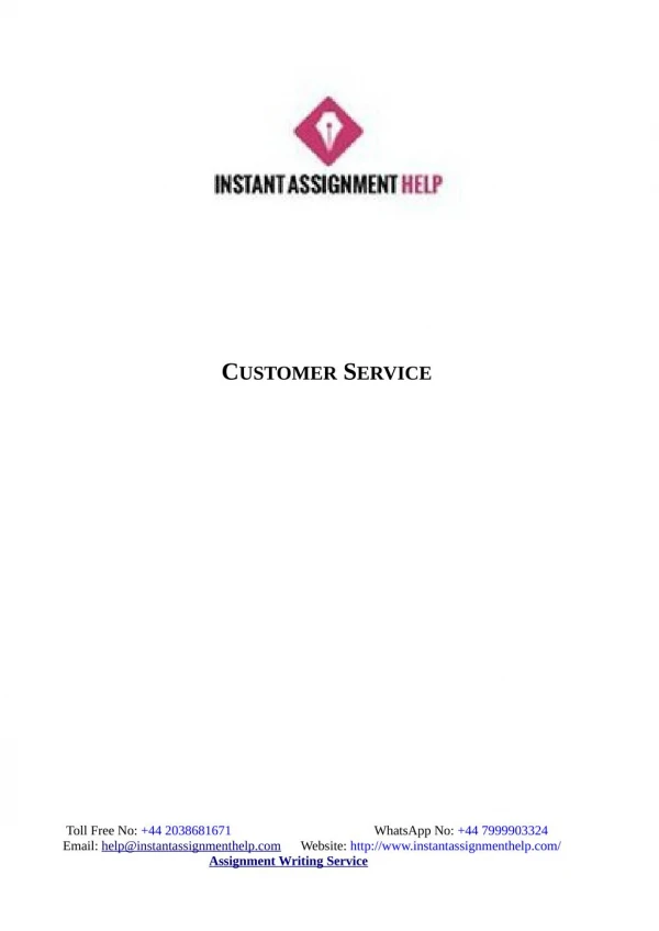 Instant Assignment Help - Sample on Customer Service