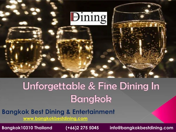 unforgettable and fine dining in Bangkok