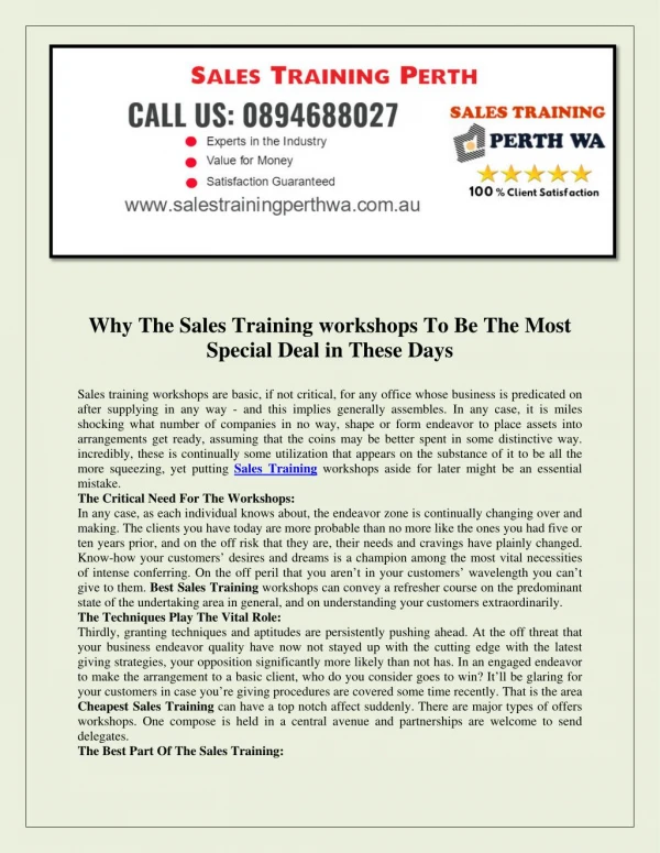 Sales Training Perth