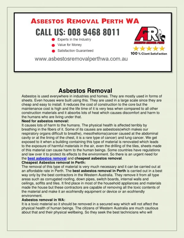 Asbestos removal perth wa